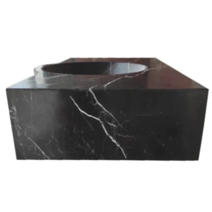 Black Marble Handcrafted Rectangular Wall Mount Bathroom Sink 17 x 30 x 6 Inches by GobekDesign