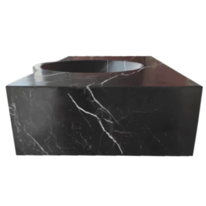 Toros Black Marble Rectangular Wall-mount Bathroom Sink (W)17" (L)30" (H)6" by GobekDesign