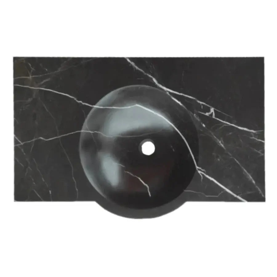 Black Marble Handcrafted Rectangular Wall Mount Bathroom Sink 17 x 30 x 6 Inches by GobekDesign