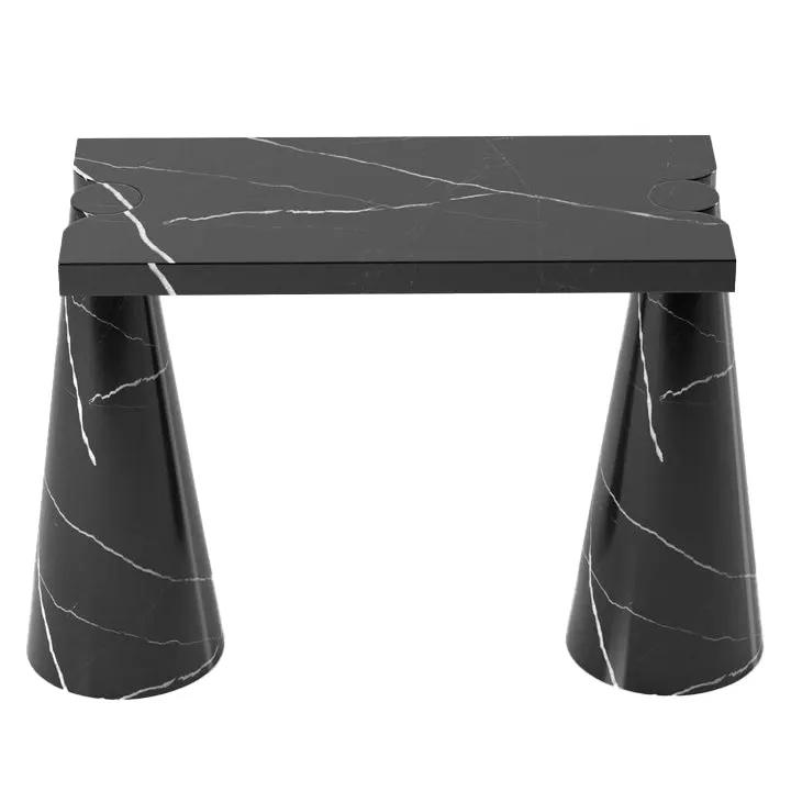 Black Marble Designer Console Table - Polished Cone Shape Legs by GobekDesign