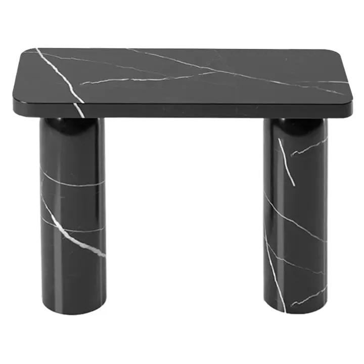 Black Turkish Marble Console Table - Polished Designer Round Legs by GobekDesign