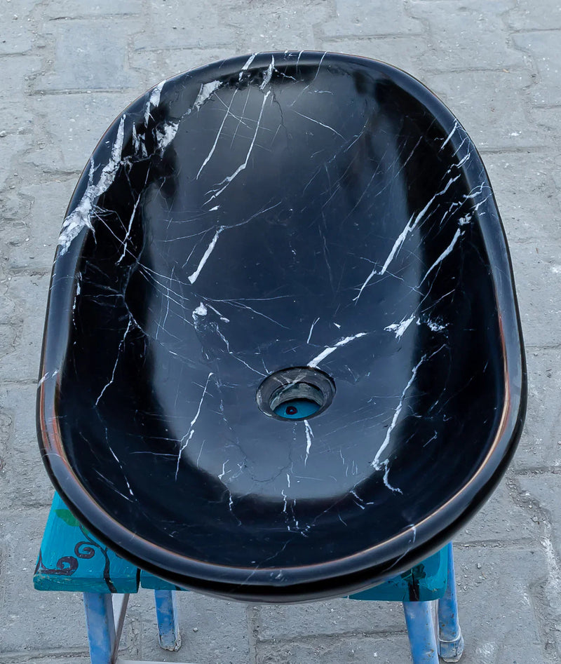 Toros Black Marble Above Vanity Gondola Design Bathroom Sink by GobekDesign