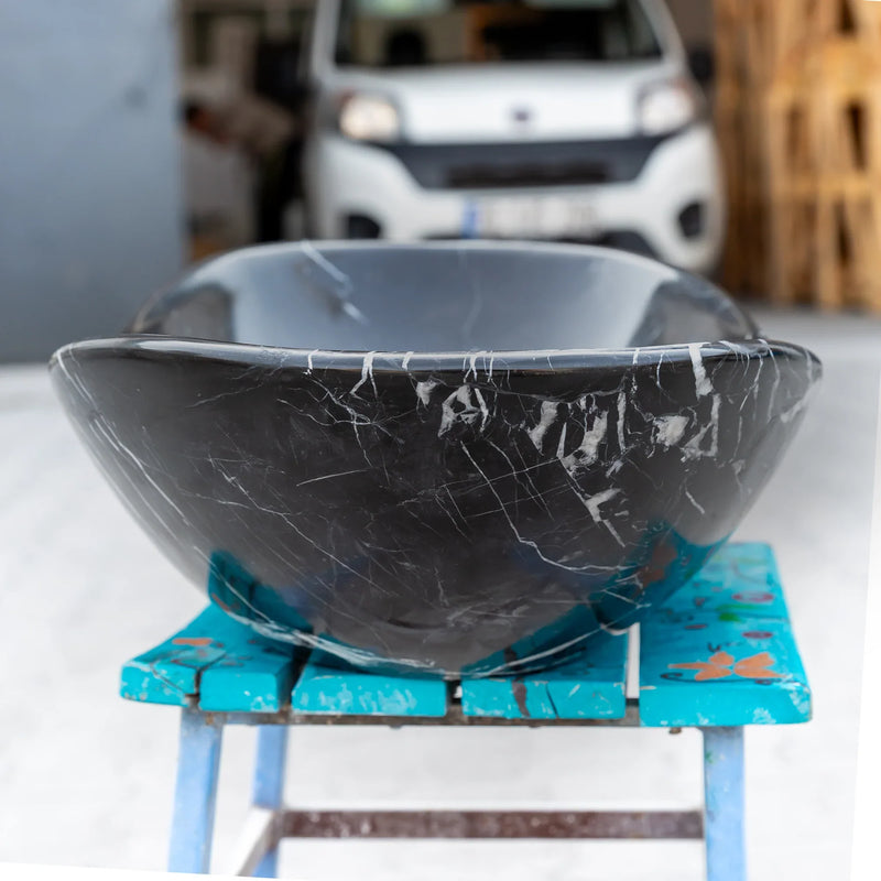 Toros Black Marble Above Vanity Gondola Design Bathroom Sink by GobekDesign