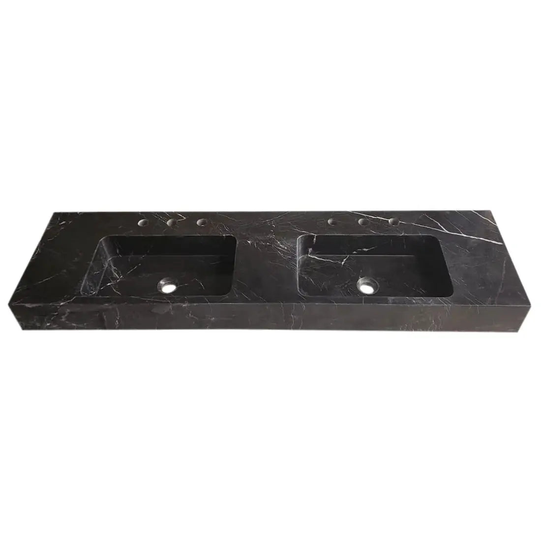 Black Marble Double Sink Wall-Mount Bathroom Vanity - Polished by GobekDesign