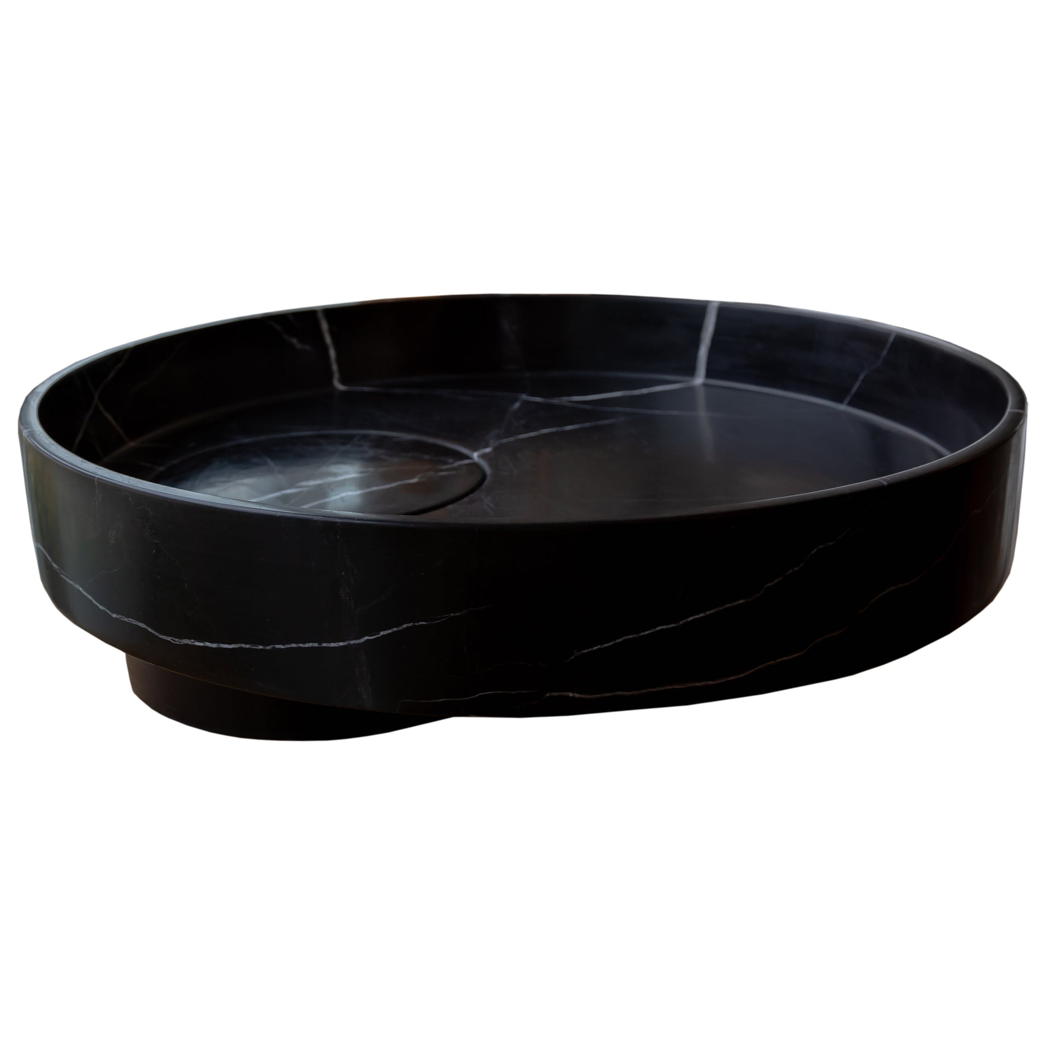 Toros Black Natural Stone Marble Artistic Vessel Sink Polished (D)17.5" (H)6" by GobekDesign