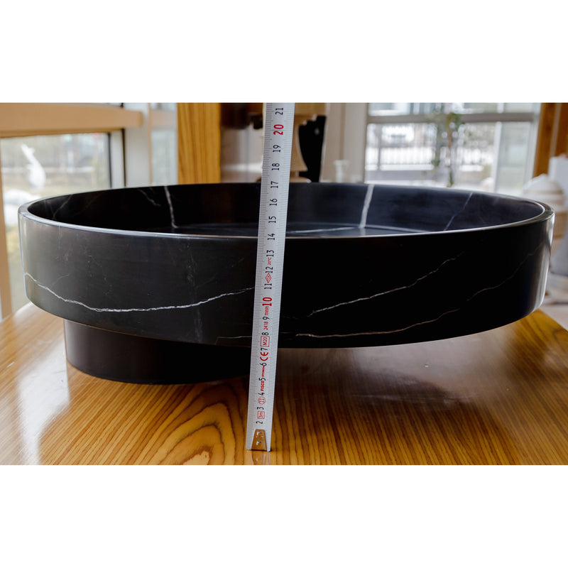 Toros Black Natural Stone Marble Artistic Vessel Sink Polished (D)17.5" (H)6" by GobekDesign