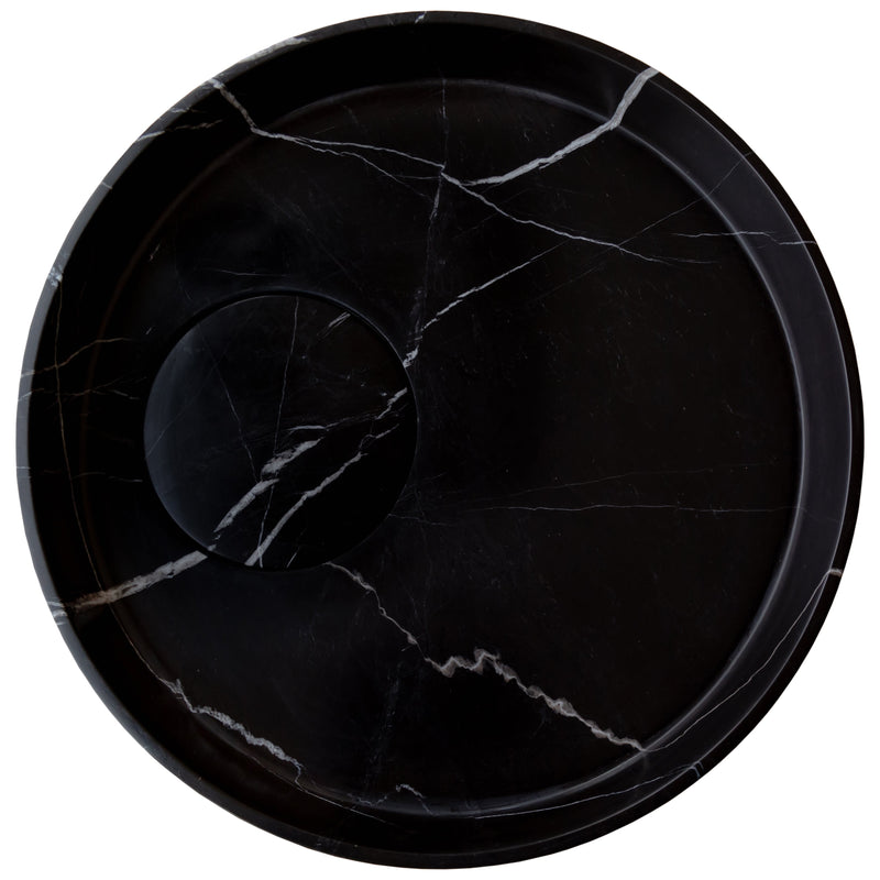 Toros Black Natural Stone Marble Artistic Vessel Sink Polished (D)17.5" (H)6" by GobekDesign