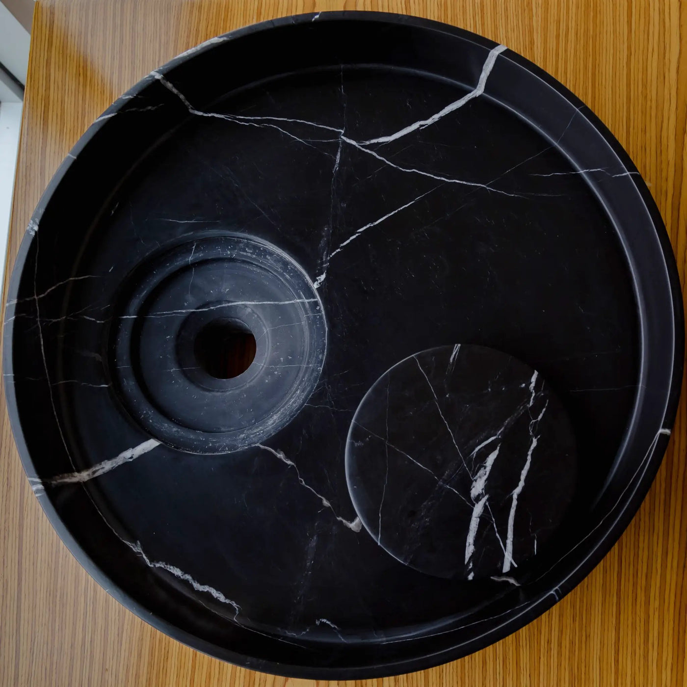 Black Marble Artistic Vessel Sink - Polished 17.5 x 6 Inches by GobekDesign