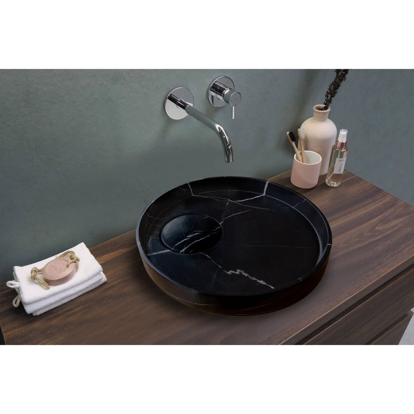 Black Marble Artistic Vessel Sink - Polished 17.5 x 6 Inches by GobekDesign