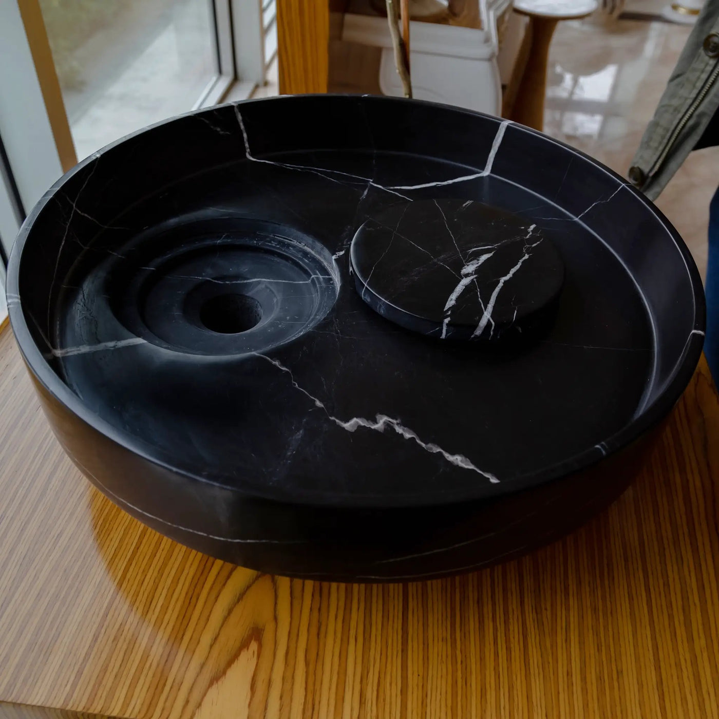 Black Marble Artistic Vessel Sink - Polished 17.5 x 6 Inches by GobekDesign