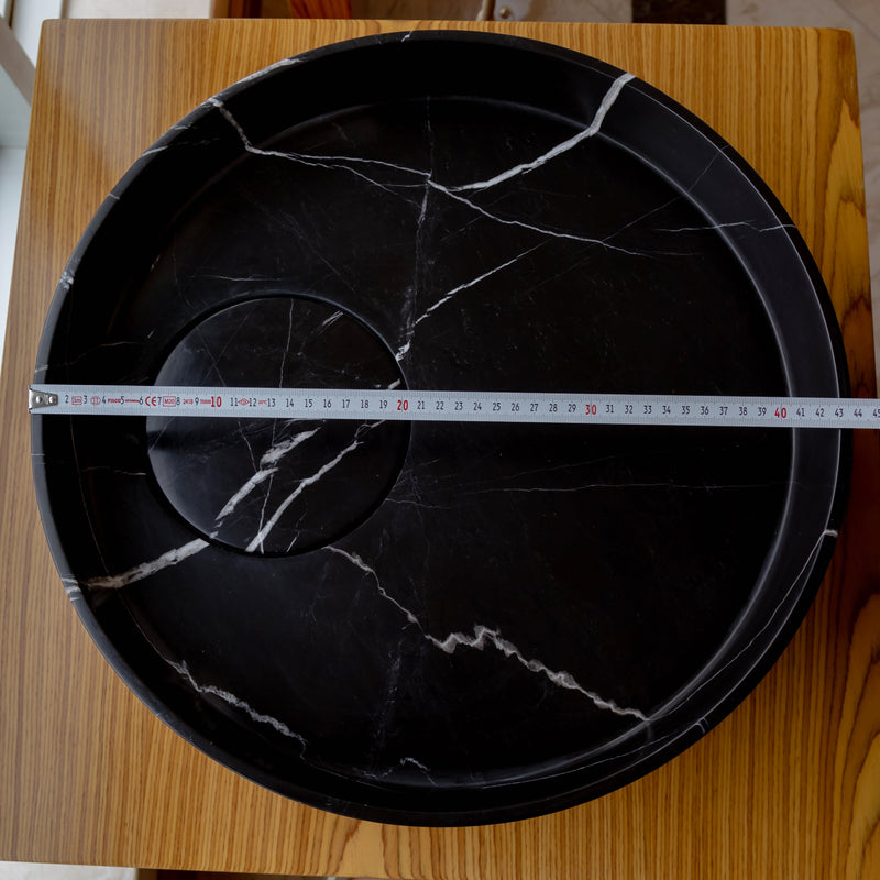 Toros Black Natural Stone Marble Artistic Vessel Sink Polished (D)17.5" (H)6" by GobekDesign