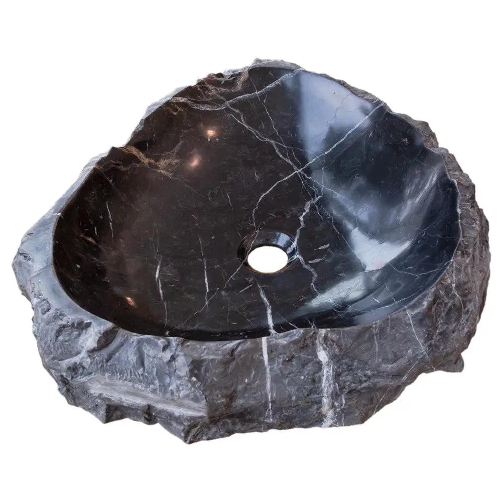 Black Turkish Marble Natural Stone Handcrafted Vessel Sink 17x17x5 by GobekDesign