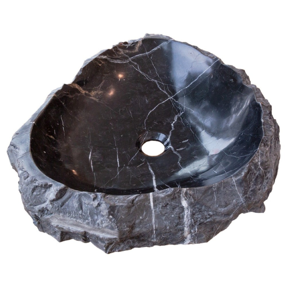 Toros Black Marble Natural Stone Vessel Sink (W)31" (L)23" (H)6" by GobekDesign