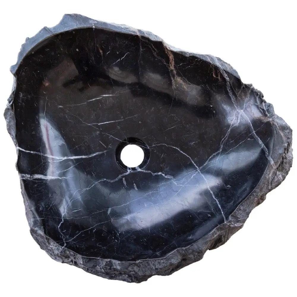 Black Marble Natural Stone Handcrafted Vessel Sink 31 x 23 x 6 Inches Modern Contemporary by GobekDesign