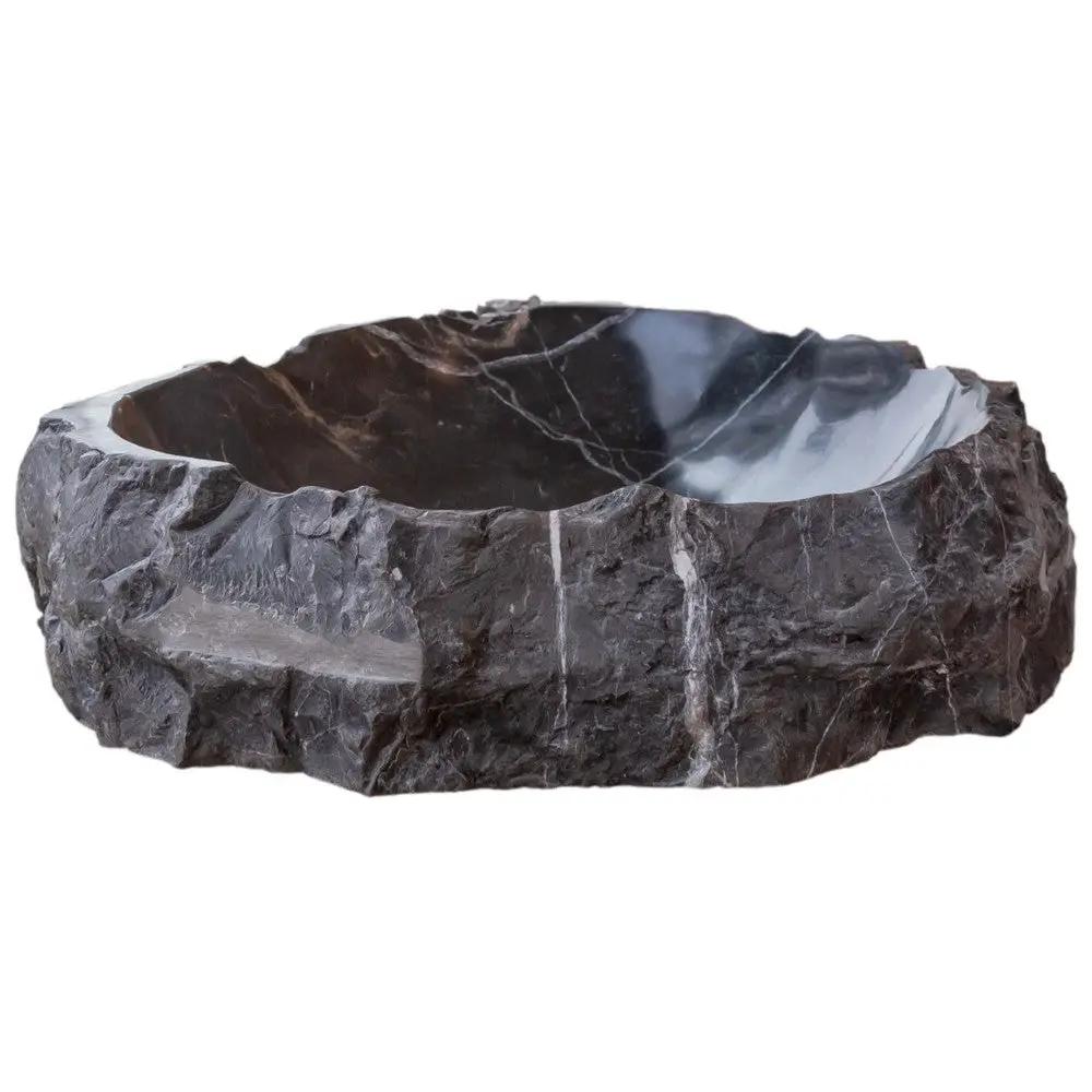 Black Turkish Marble Natural Stone Handcrafted Vessel Sink 17x17x5 by GobekDesign