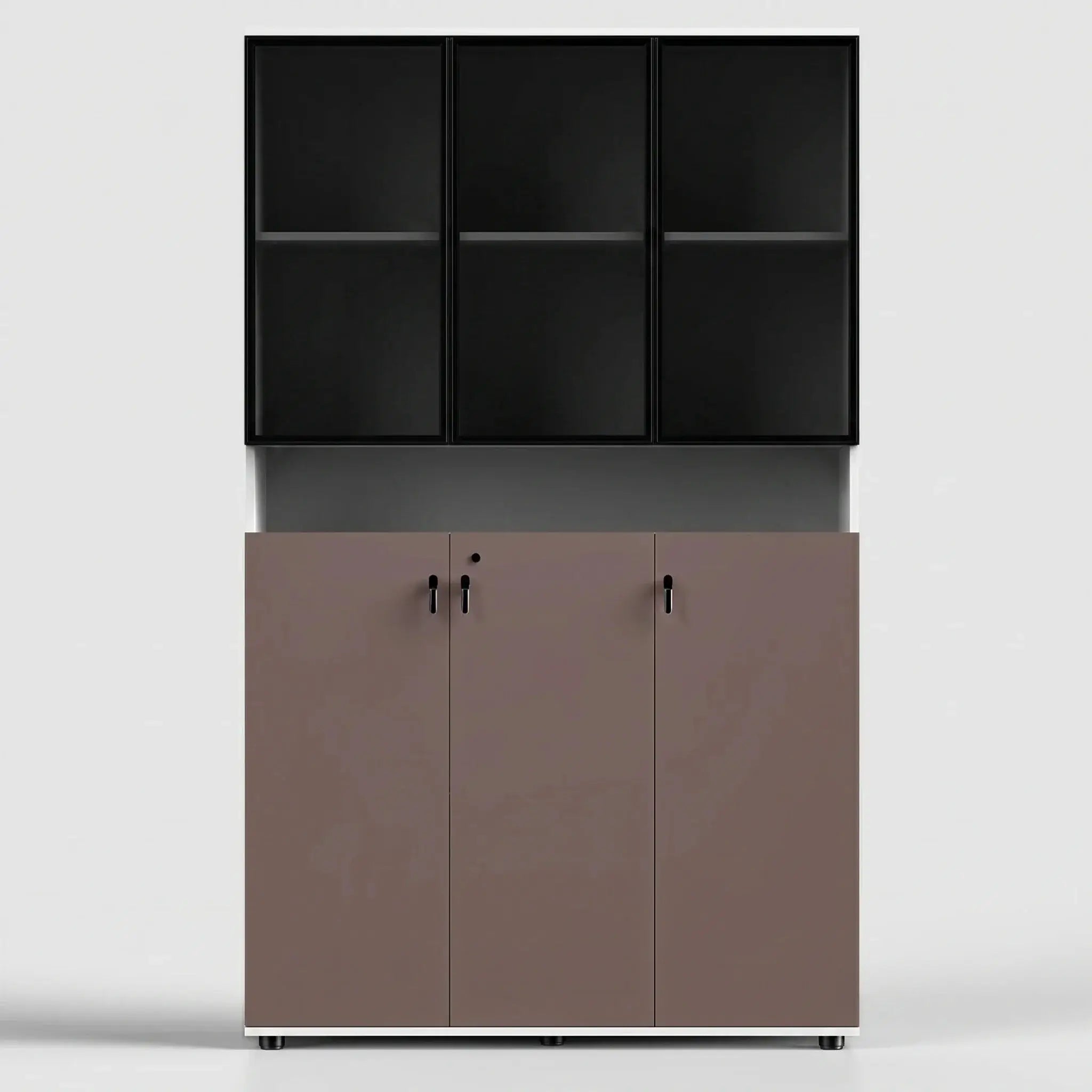 Thurby · Office Cabinet w/ Glass Panel Display Shelves by Arc Grove