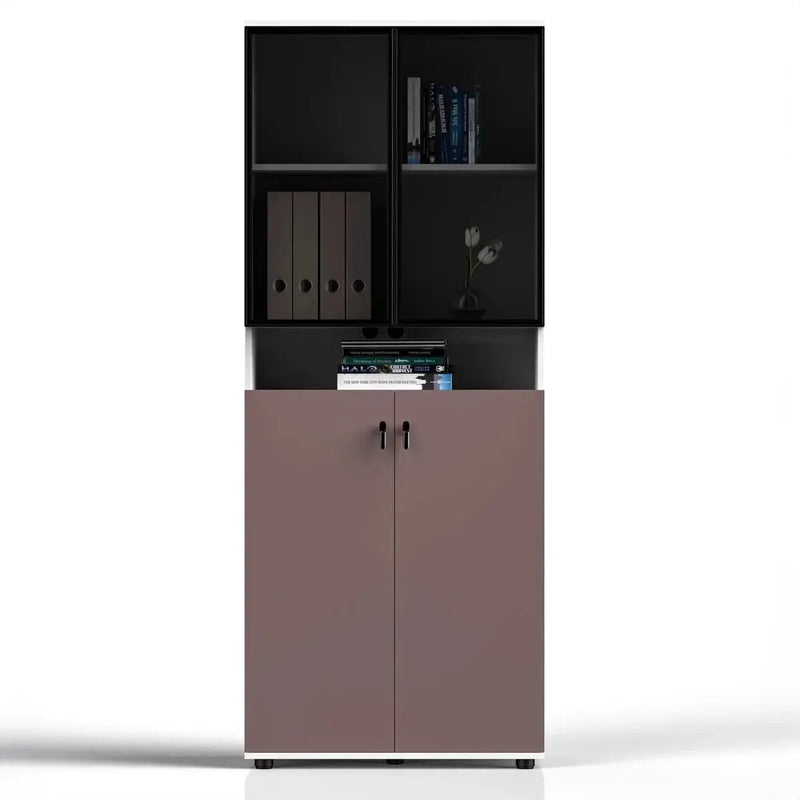 Thurby · Office Cabinet w/ Glass Panel Display Shelves by Arc Grove
