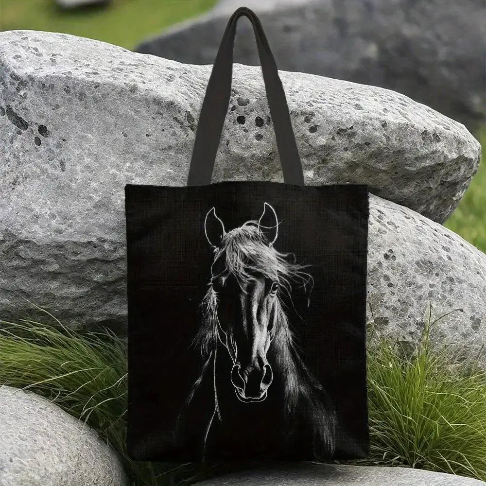 Tote Bag - Reusable Polyester Horse Print Large by House Of Avana