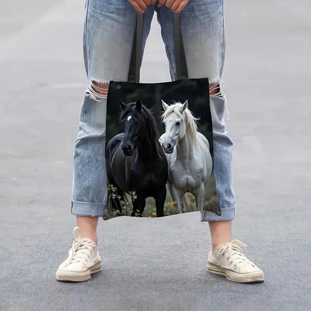 Tote - Reusable Cotton Black White by House Of Avana