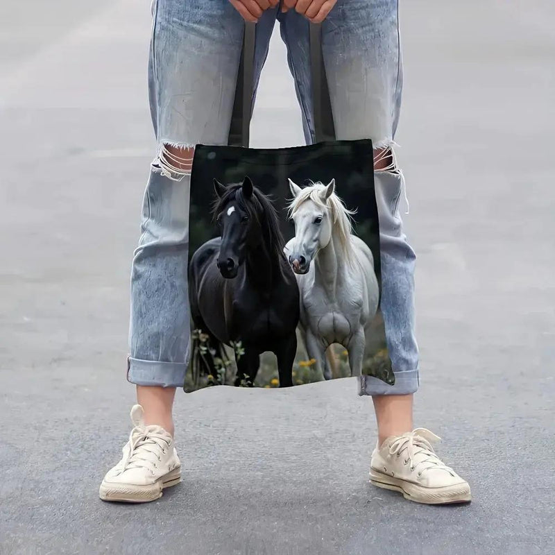 Tote - Reusable Cotton Black White by House Of Avana
