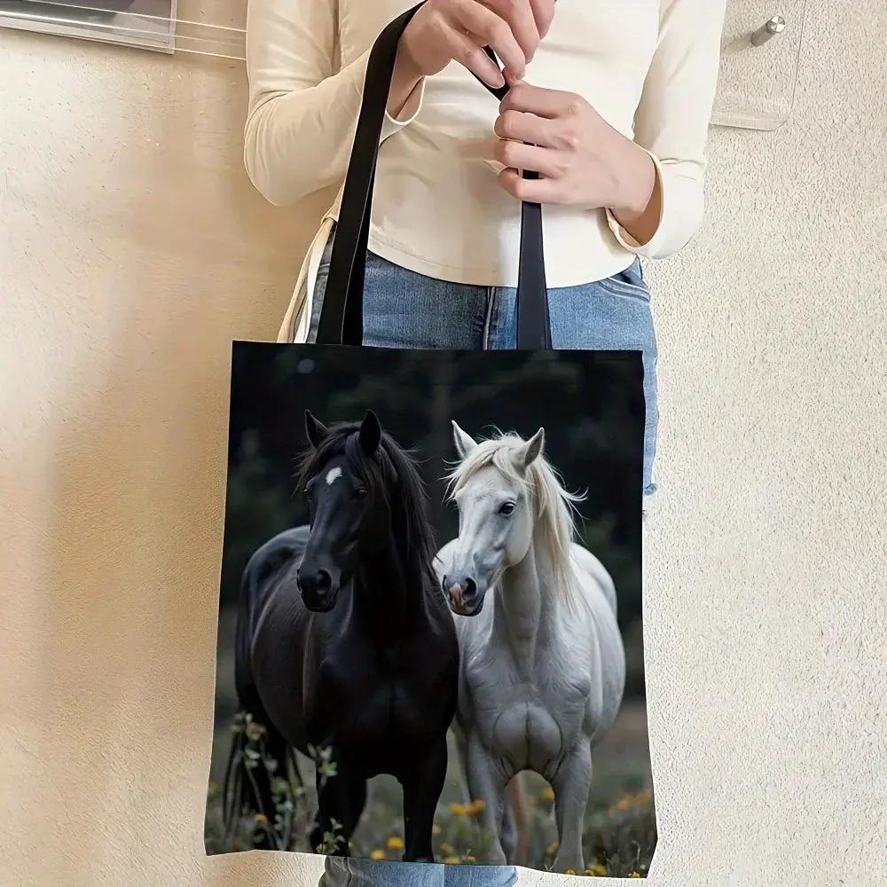 Tote - Reusable Cotton Black White by House Of Avana