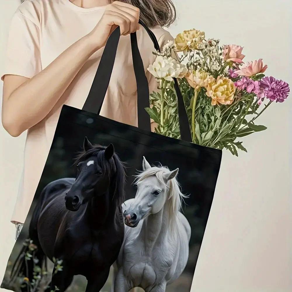 Tote - Reusable Cotton Black White by House Of Avana