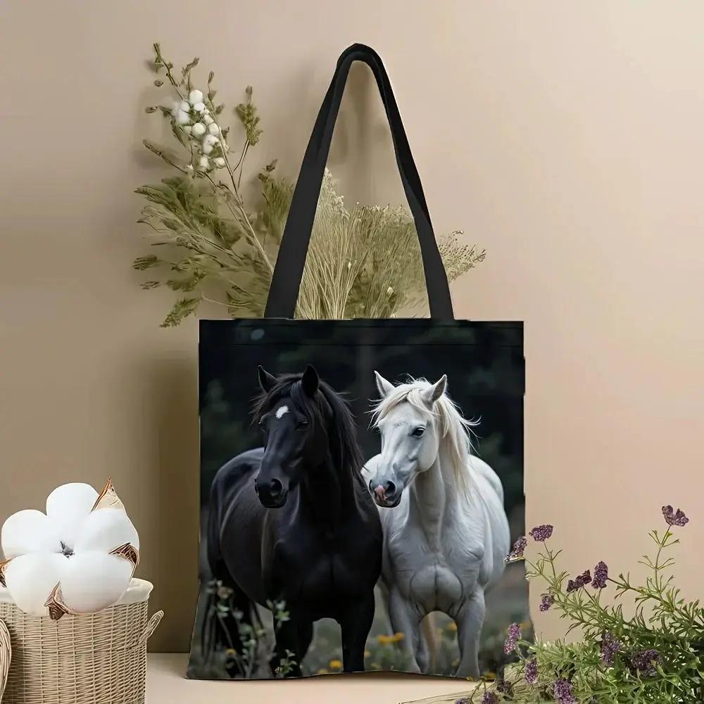 Tote - Reusable Cotton Black White by House Of Avana