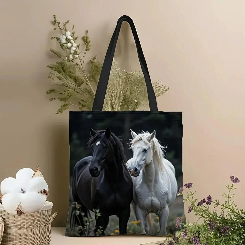 Tote - Reusable Cotton Black White by House Of Avana