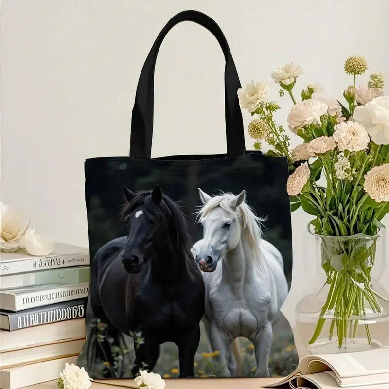 Tote - Reusable Cotton Black White by House Of Avana