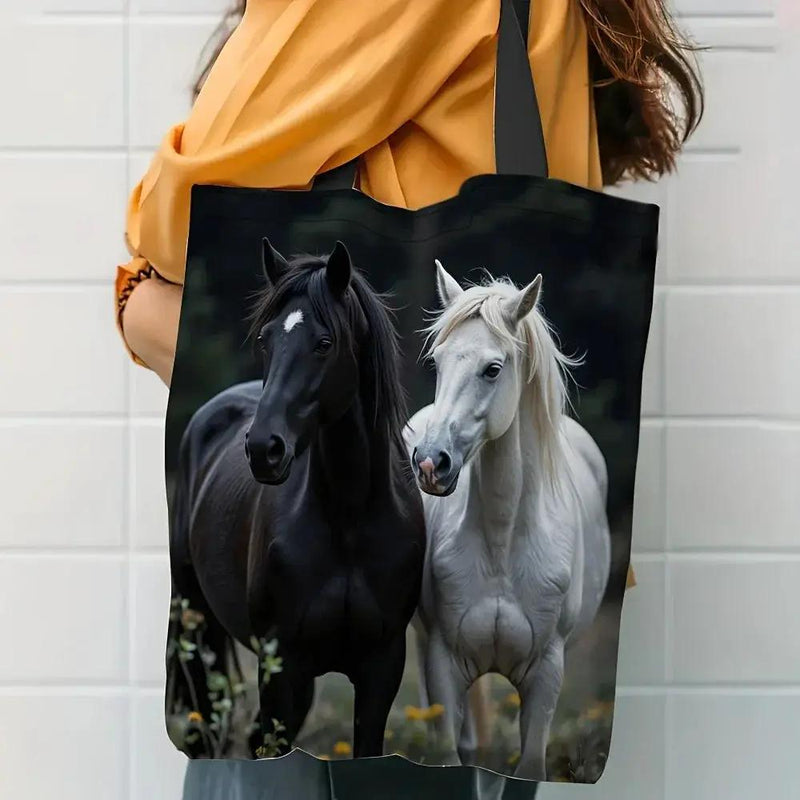 Tote - Reusable Cotton Black White by House Of Avana
