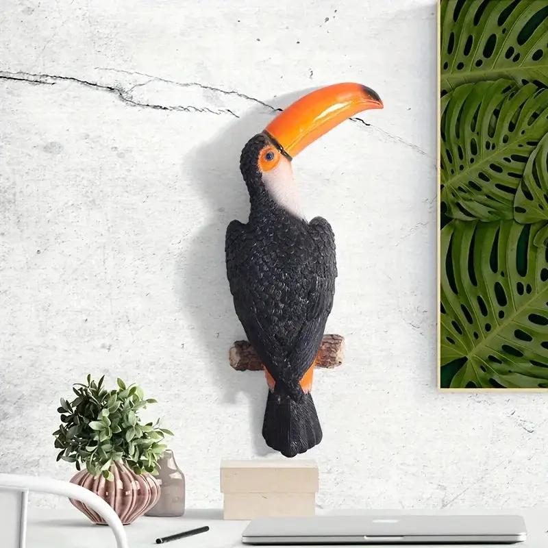 [Toucan Wall Art] Resin Toucan Wall Art Decoration - Weather-Resistant Handcrafted Tropical Bird Sculpture - Indoor/Outdoor Hanging Decor for Patio, Living Room, Garden - No Electricity Needed by House Of Avana