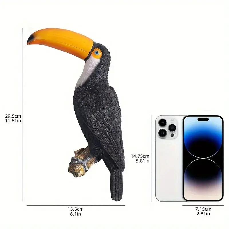 [Toucan Wall Art] Resin Toucan Wall Art Decoration - Weather-Resistant Handcrafted Tropical Bird Sculpture - Indoor/Outdoor Hanging Decor for Patio, Living Room, Garden - No Electricity Needed by House Of Avana