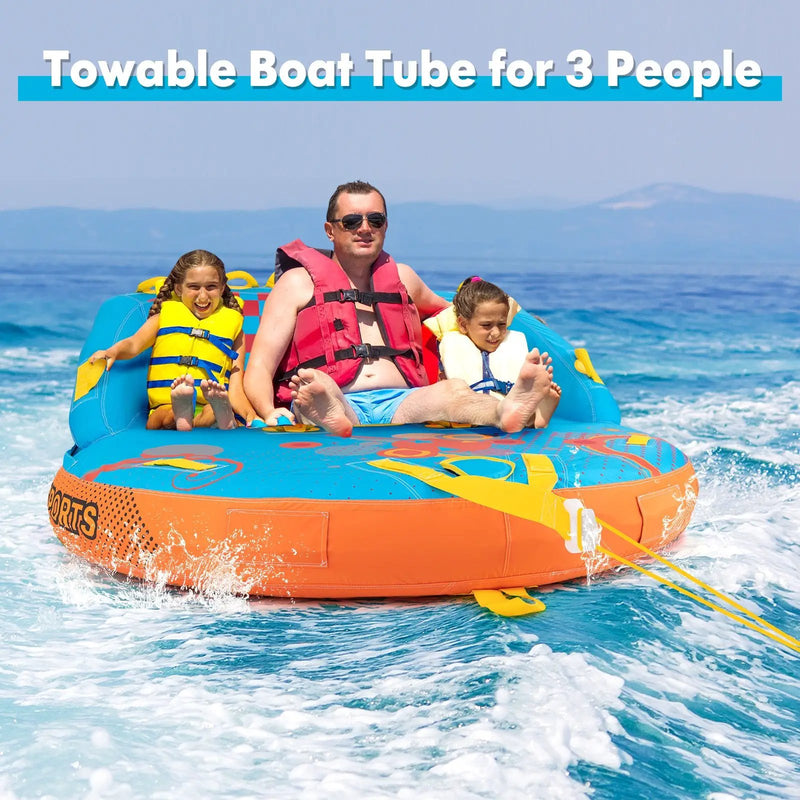 Towable Tube for Boating 3 Riders Water Sport Towables Sofa Pull Tube with Nylon Cover by DirectDeals