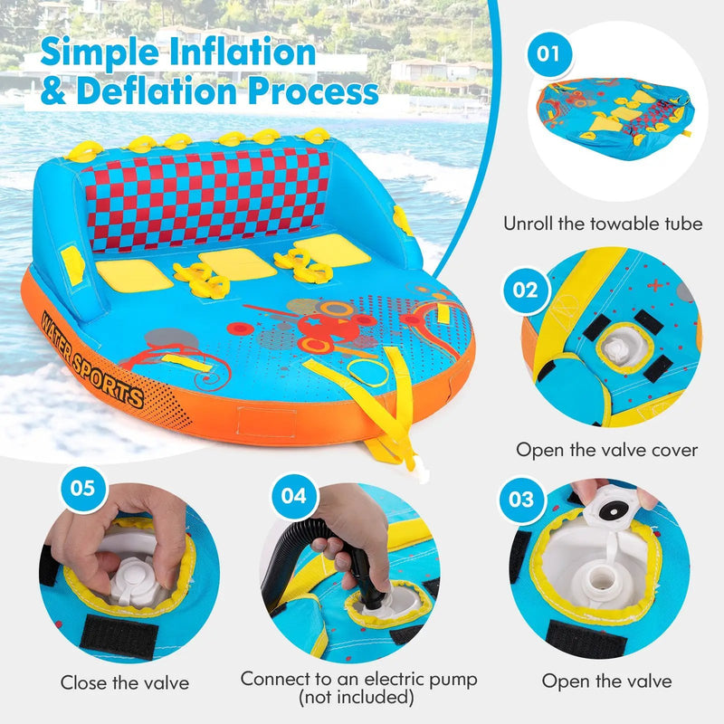 Towable Tube for Boating 3 Riders Water Sport Towables Sofa Pull Tube with Nylon Cover by DirectDeals