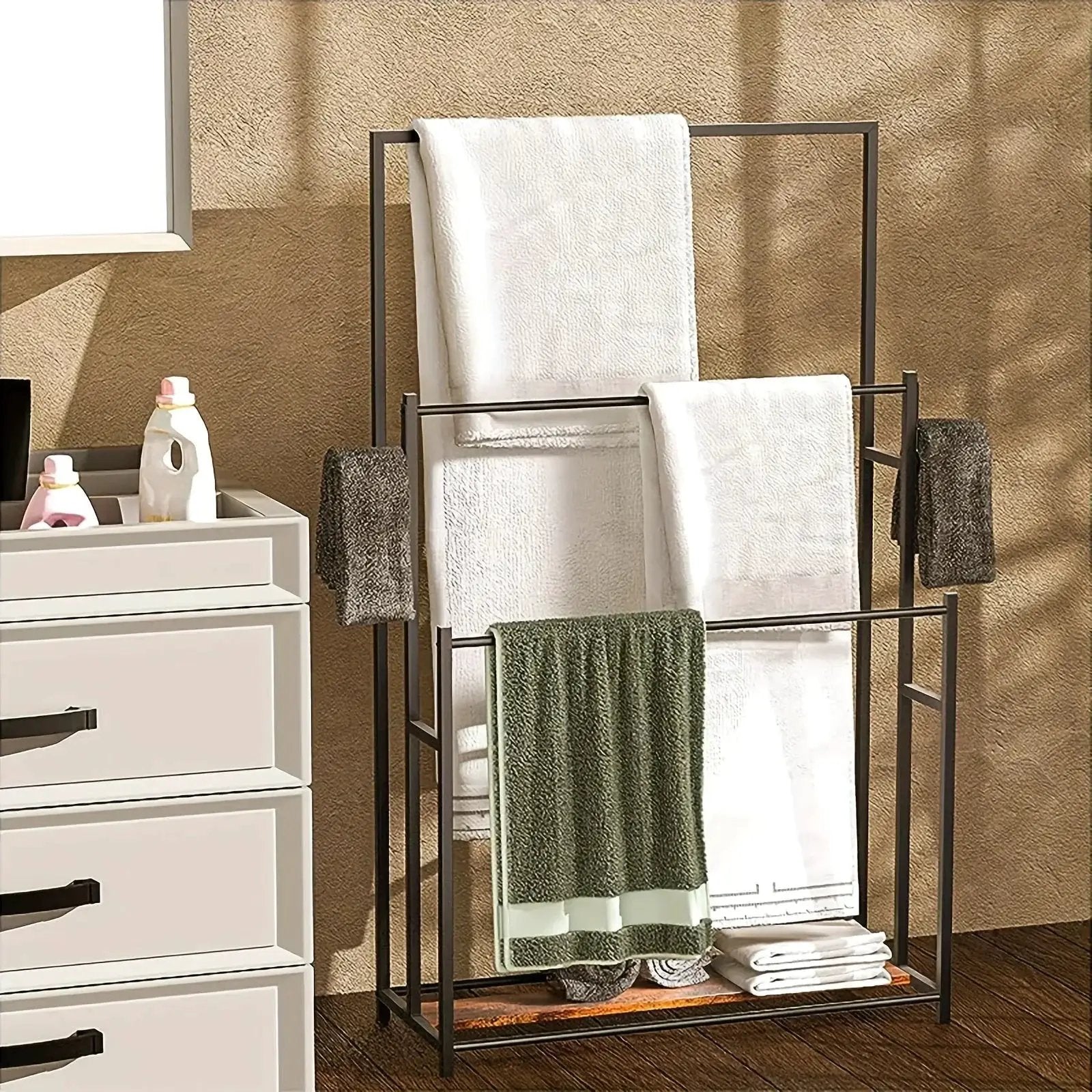 Towel Rack - 3 Tier Wooden 47 Inch by House Of Avana
