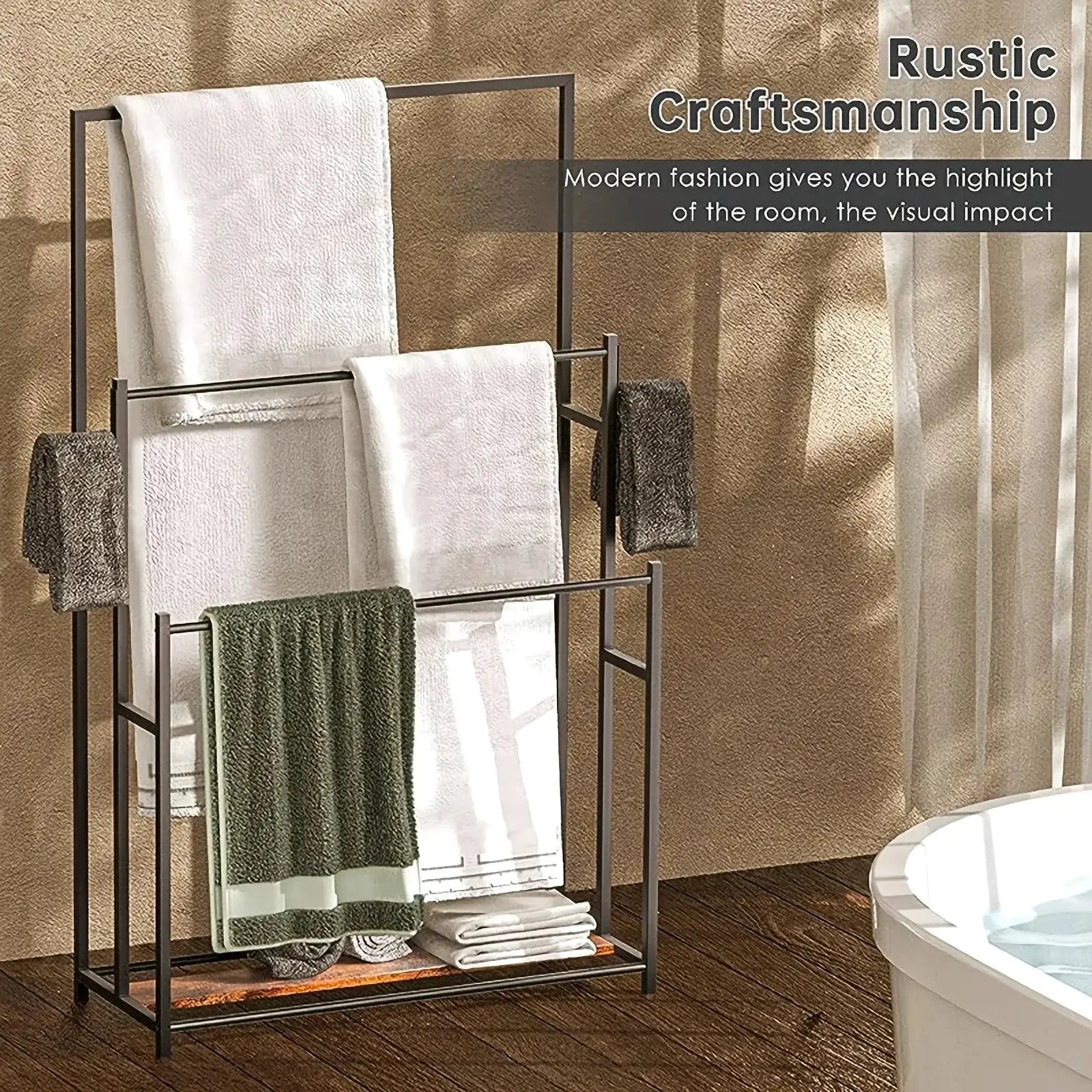 Towel Rack - 3 Tier Wooden 47 Inch by House Of Avana