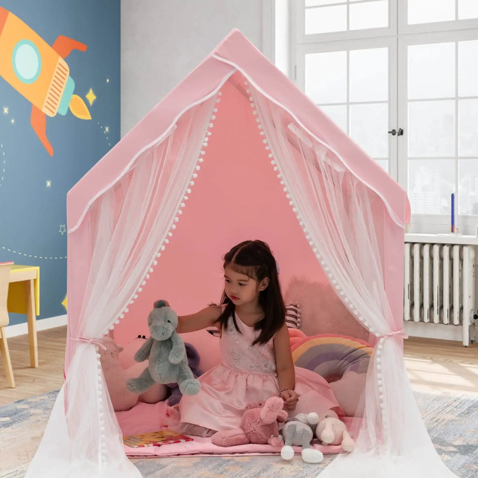 Large Kids Play Tent with Removable Cotton Mat by DirectDeals