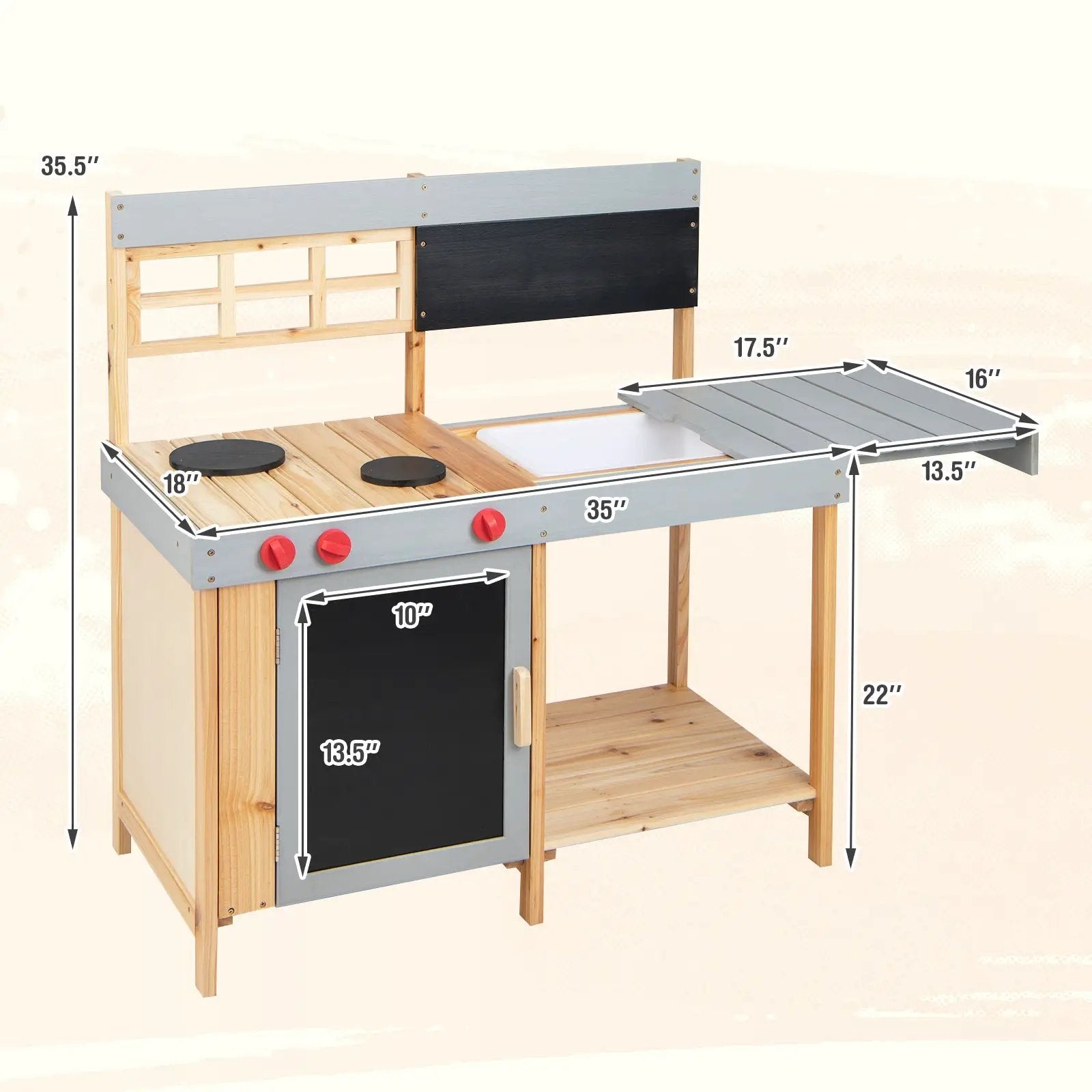 Outdoor Kid's Mud Kitchen Set with Detachable Water Box for Toddlers Over 3 by DirectDeals