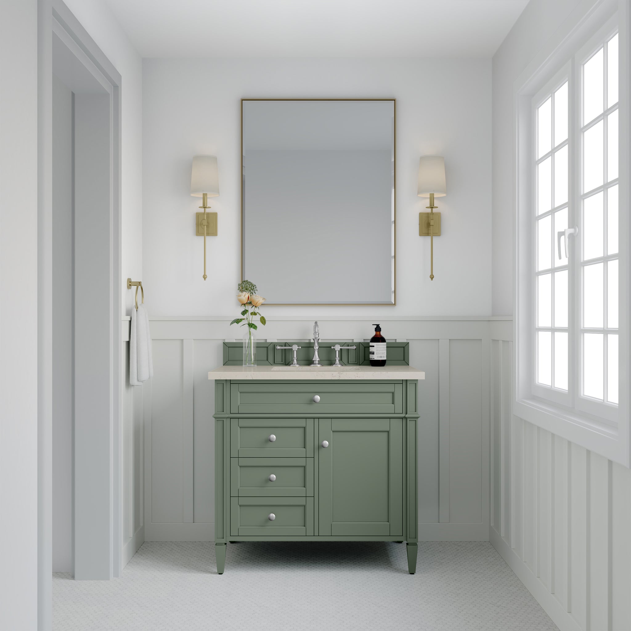 James Martin Brittany 36" Single Bathroom Vanity, Smokey Celadon, view 37