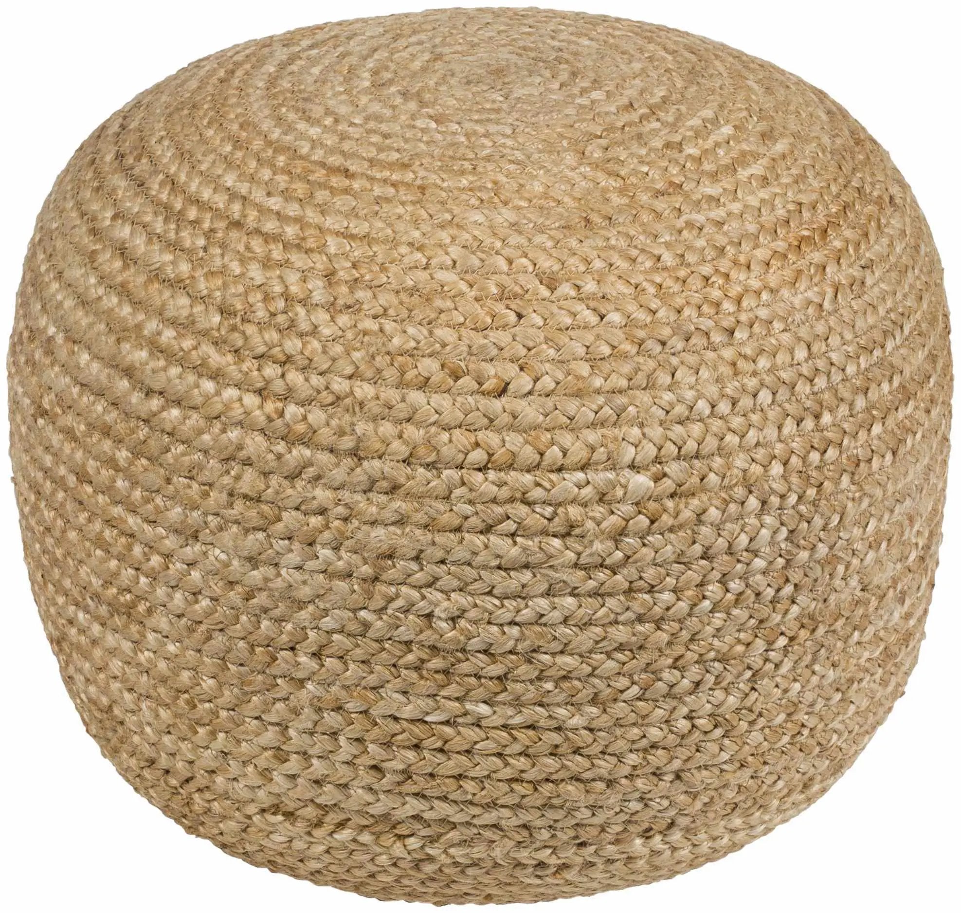 Kaumakani Knitted Jute Round Pouf by Boutique Rugs