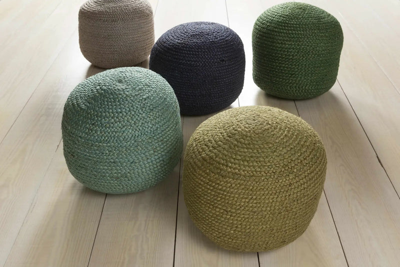 Rockaway Gray Knitted Jute Pouf by Boutique Rugs