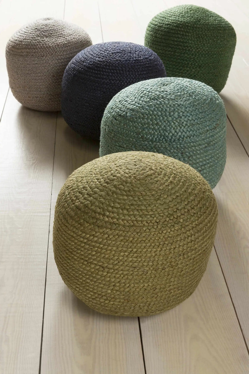 Rockaway Gray Knitted Jute Pouf by Boutique Rugs