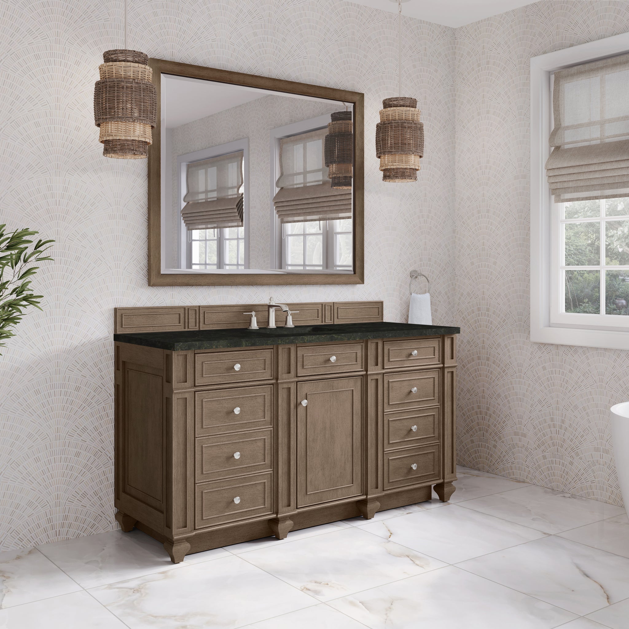 James Martin Bristol 60" Single Bathroom Vanity, Whitewashed Walnut, view 40