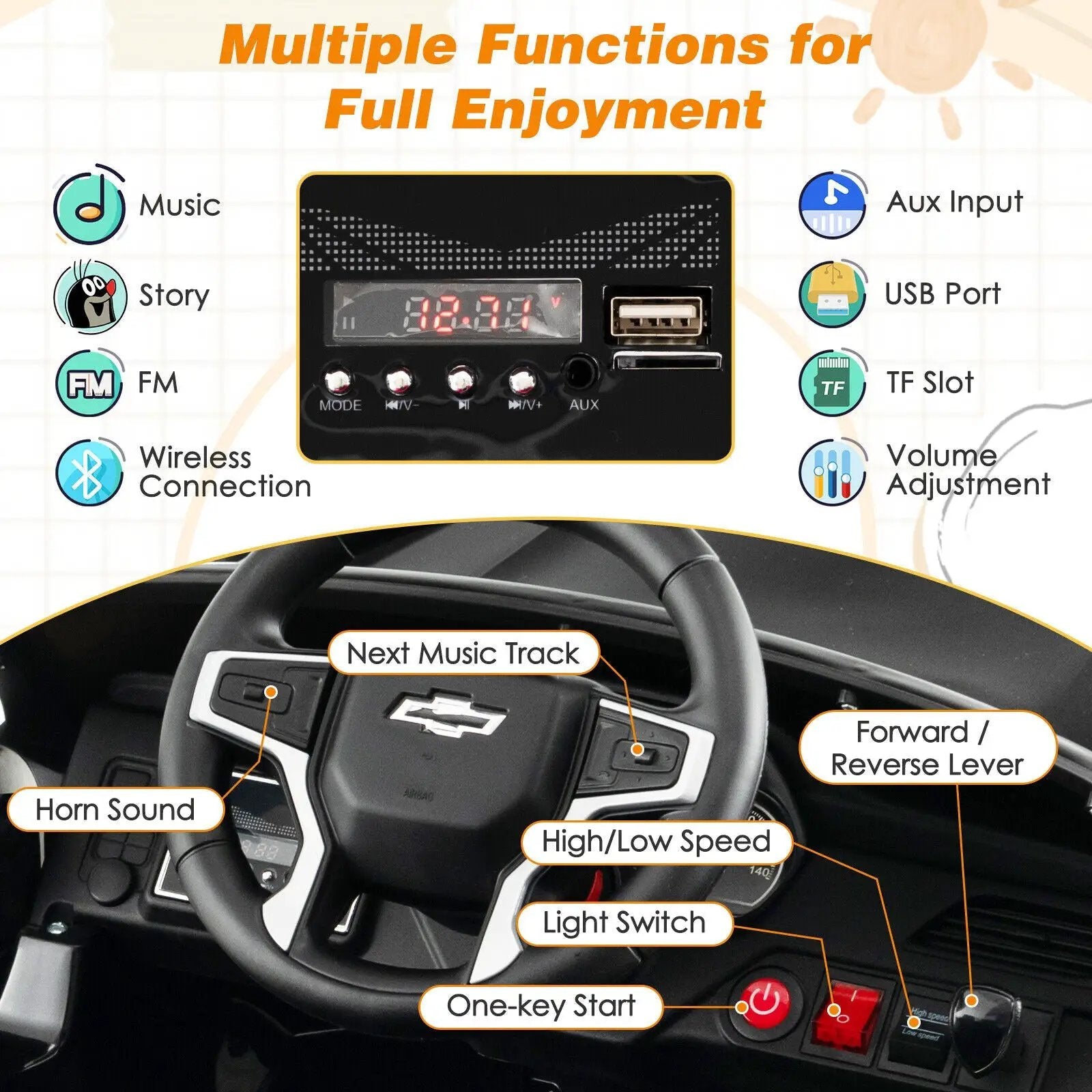 12V Kids Ride on Car with 2.4G Remote Control by DirectDeals