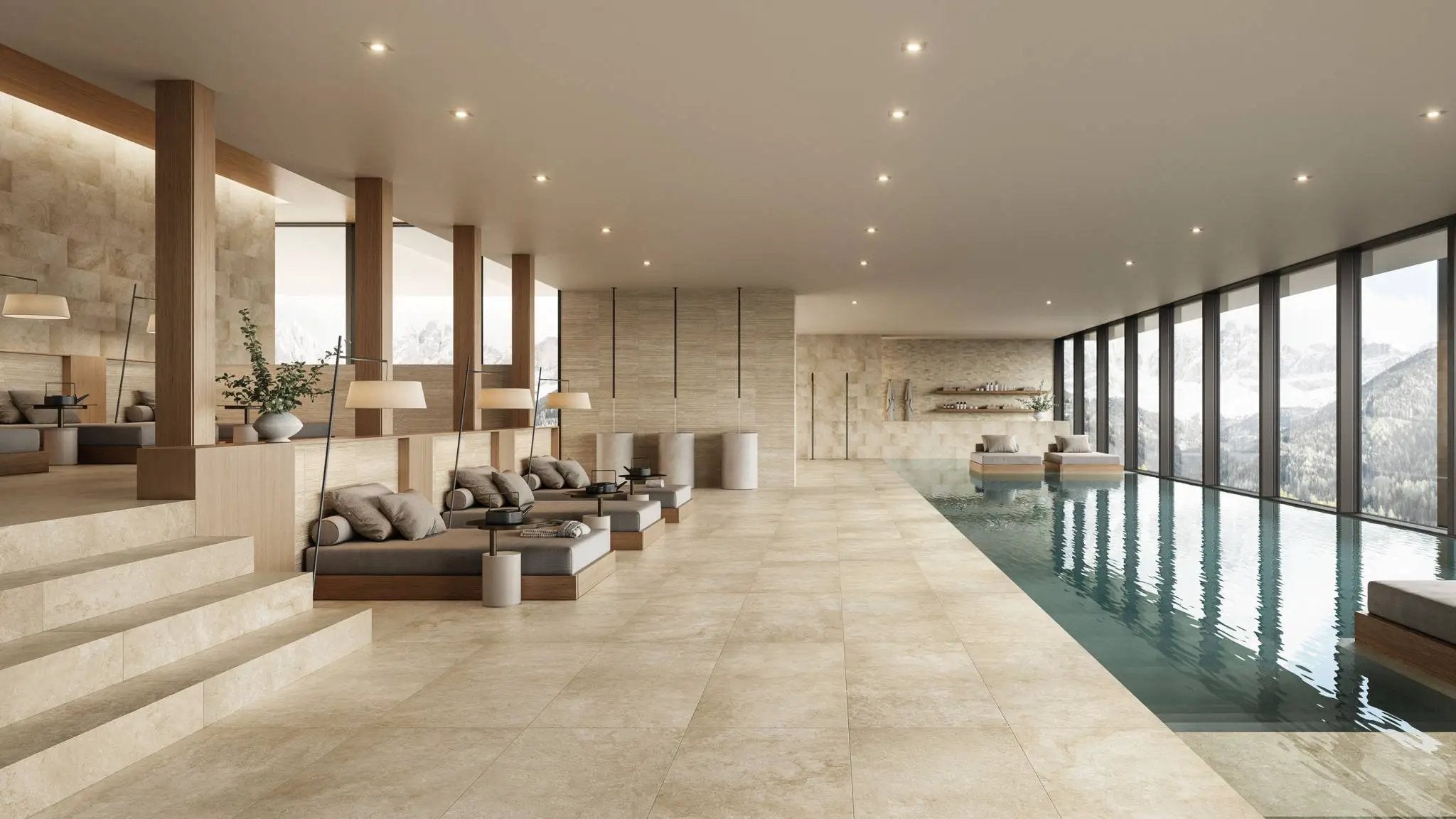 Trail Cross Cut Beige Anti-Slip Grip Travertine Look Porcelain Tiles 24x48 by landmarkceramics