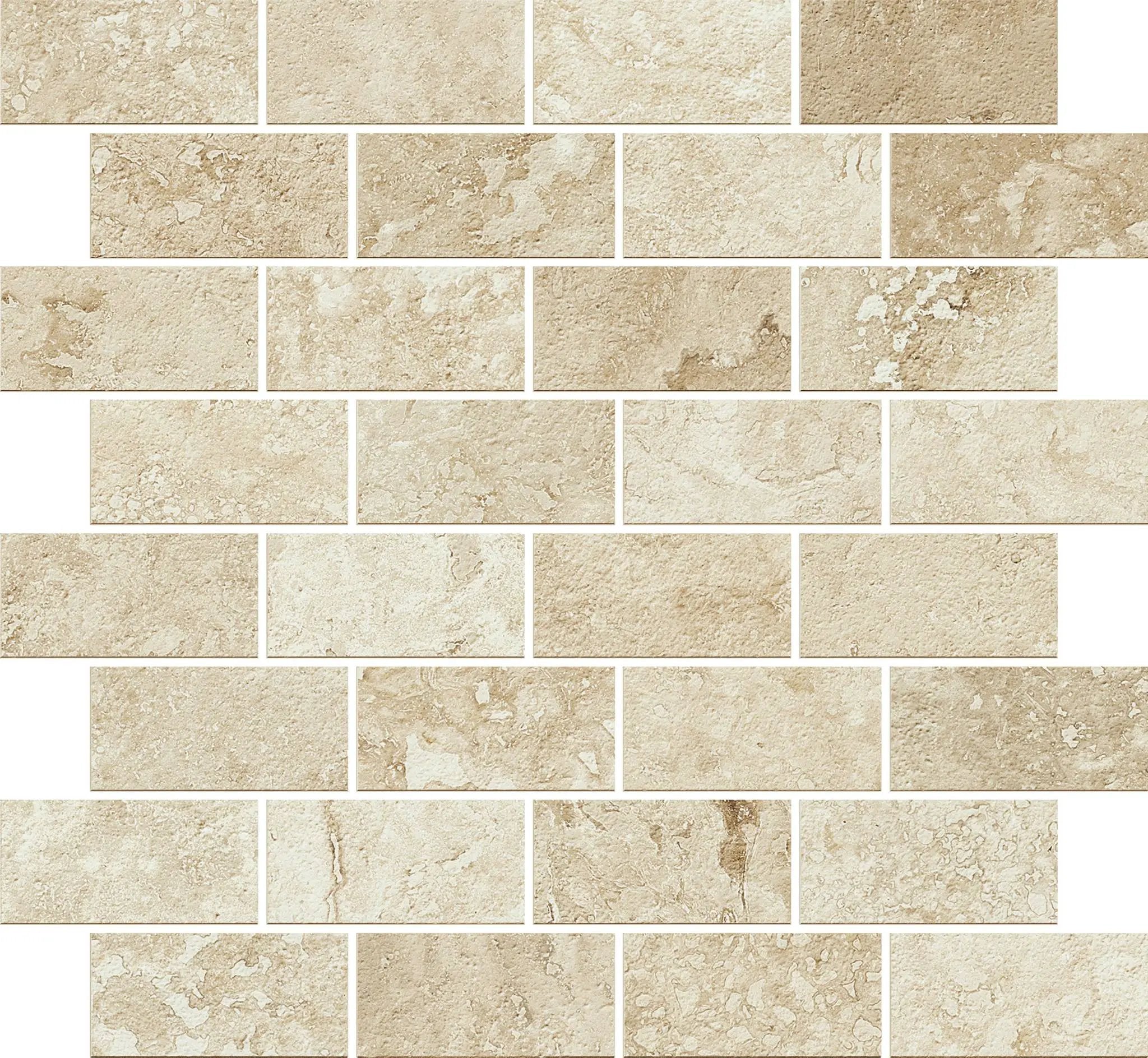 Trail Cross Cut Beige Mosaic J Travertine Look Porcelain Mosaics 12x12 by landmarkceramics