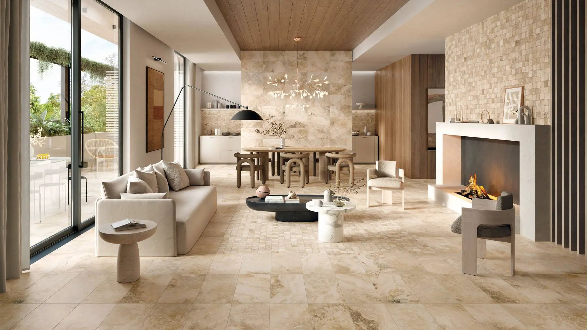 Trail Cross Cut Country Classic Travertine Look Porcelain Tiles 12x24 by landmarkceramics
