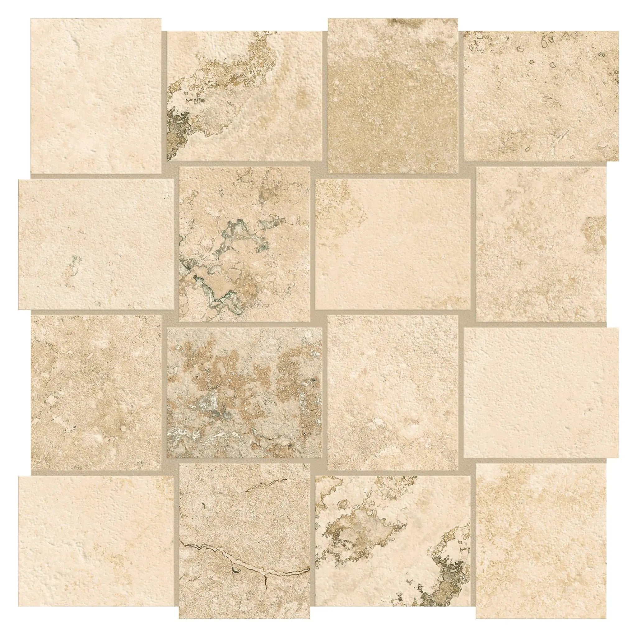 Trail Cross Cut Country Classic Mosaic B Travertine Look Porcelain Mosaics 12x12 by landmarkceramics