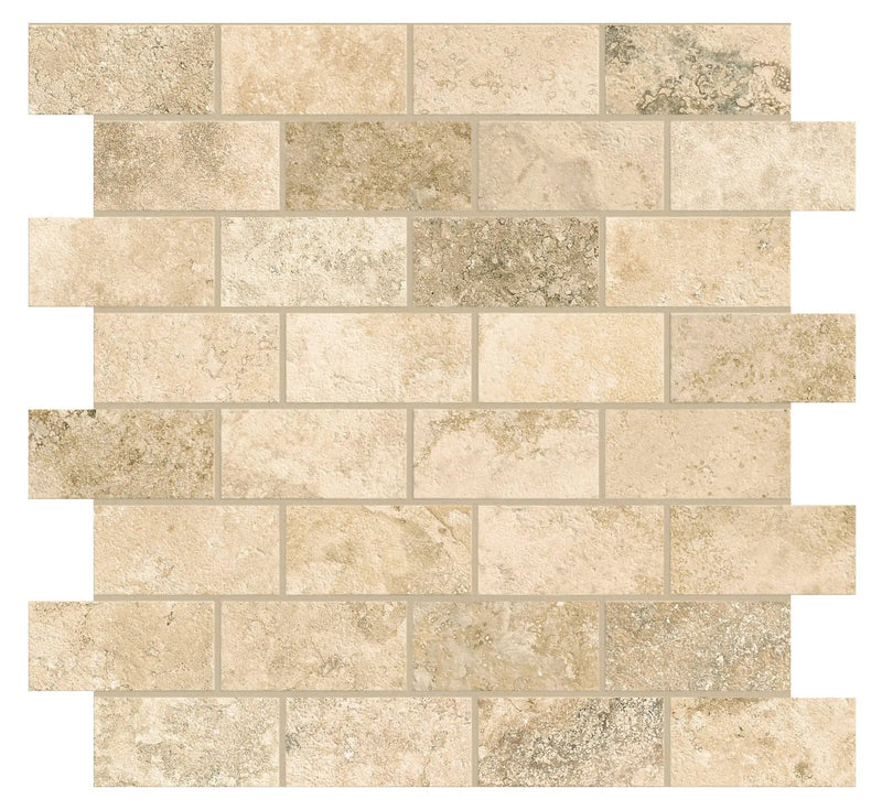 Trail Cross Cut Country Classic Mosaic J Travertine Look Porcelain Mosaics 12x12 by landmarkceramics
