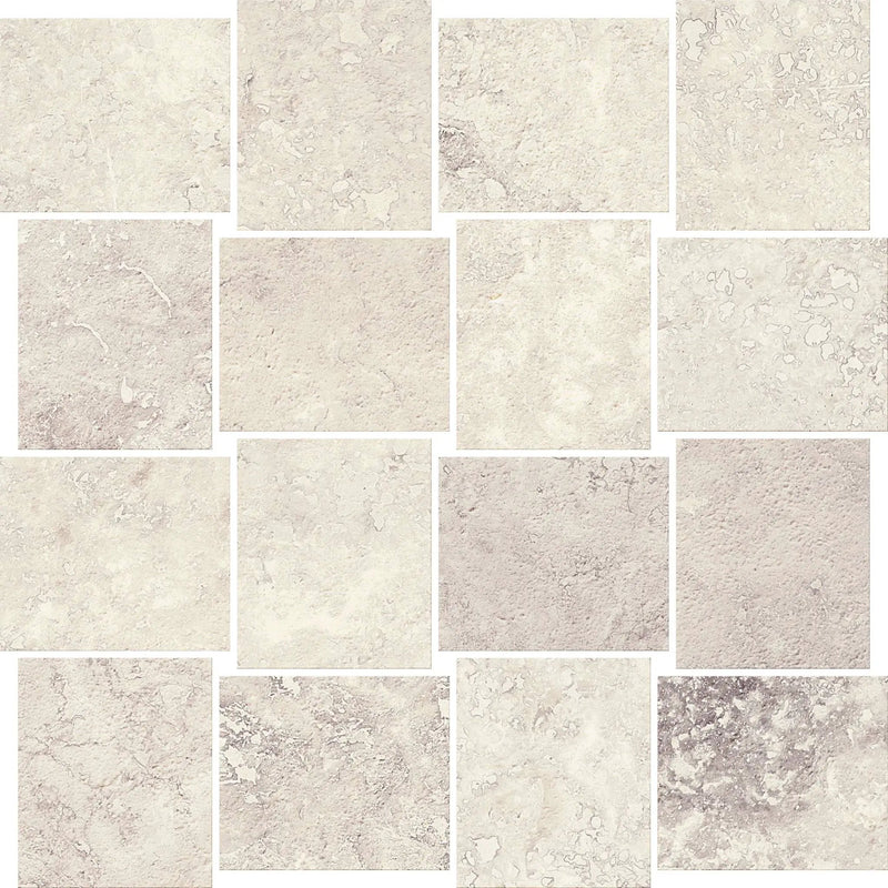 Trail Cross Cut Pearl Mosaic B Travertine Look Porcelain Mosaics 12x12 by landmarkceramics
